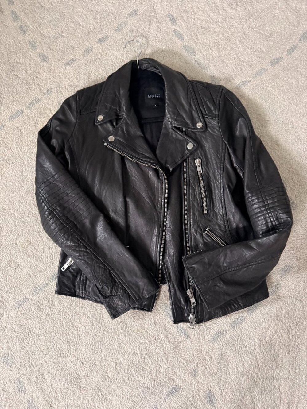 Barney's NY 100% Real Leather Moto Jacket Size Small